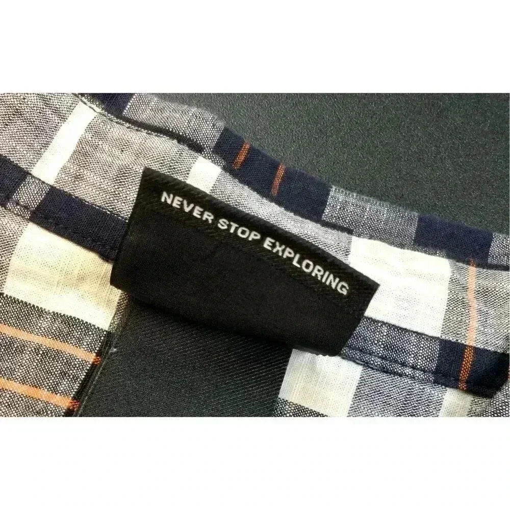 The North Face Mens‎ Navy Blue Plaid Short Sleeve Button-Down Shirt Size Medium